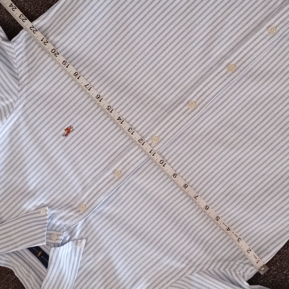🐎Ralph Lauren🐎 - Men's Blue/White Stripe L/S Oxford Button Down - Picture 11 of 15
